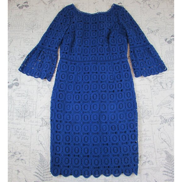 Perfect Boden Rhiannon Lace Dress Opulant Blue Sheath Cocktail Wedding Guest 10R - Picture 2 of 10